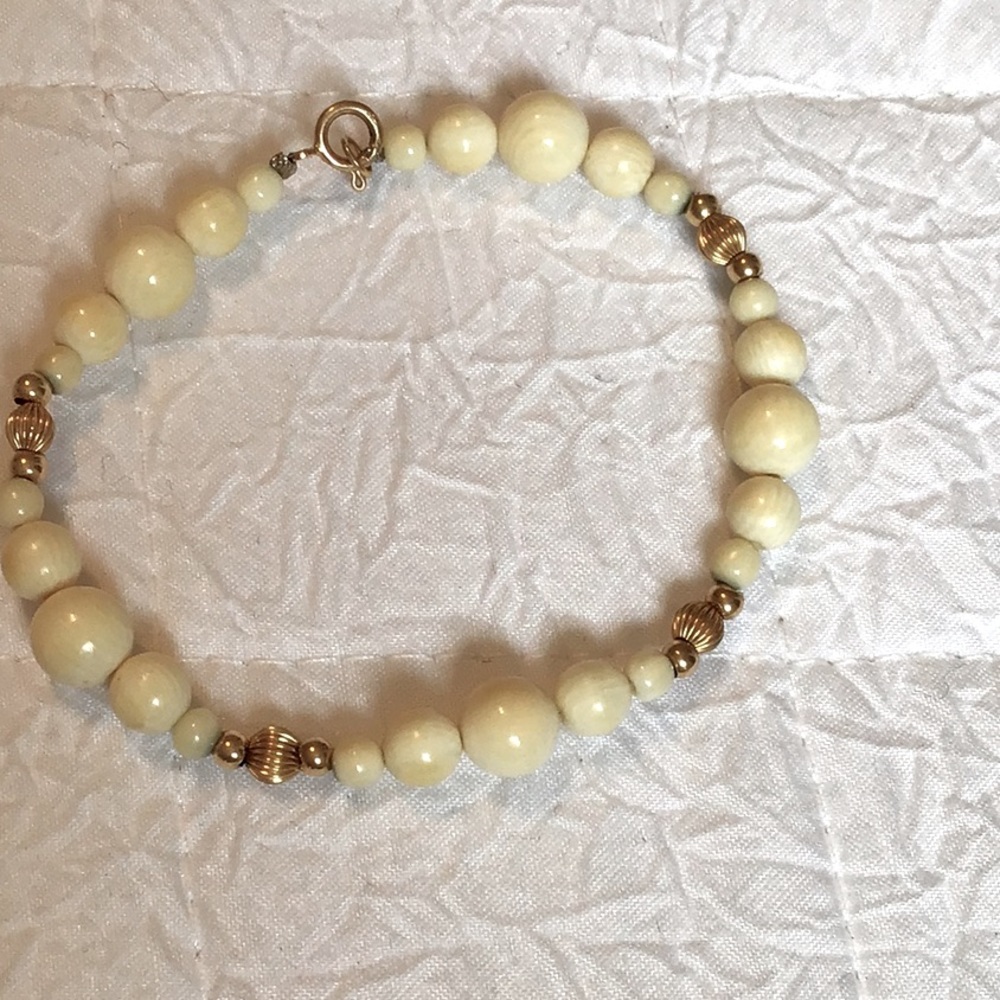 Vintage Ivory and 14k gold bracelet.